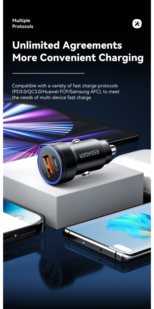 Essager 54W USB A+C 2 ports car charger