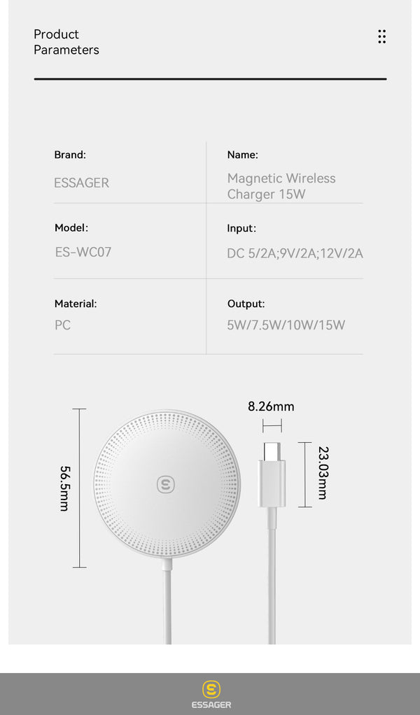 Essager wind  15W Wireless QI charger