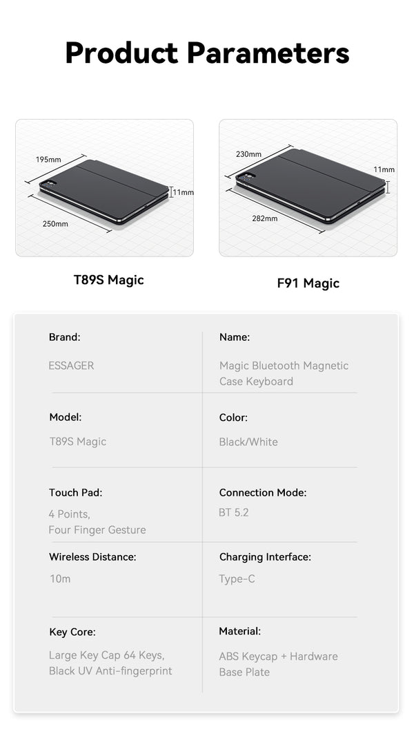 Essager Magic Keyboard Folio for iPad(11 inch,12.9 inch)